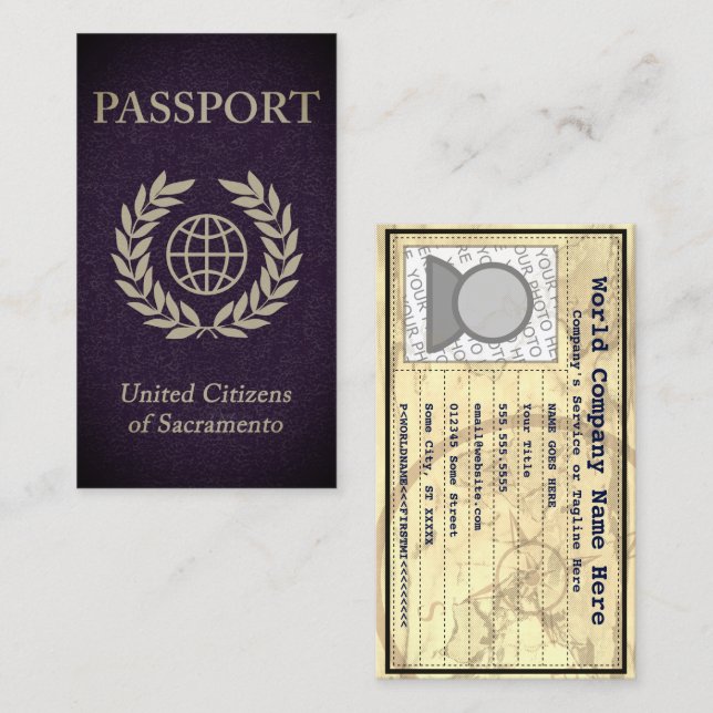 carte de visite de passeport sacramento (Devant / Derrière)