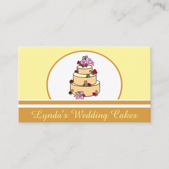 Carte de visite de pâtisserie à Mariage jaune (Devant)