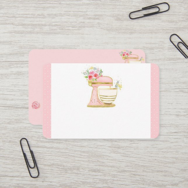 Carte de visite de pâtisserie UK / Euro, 8,5 cm x  (Devant/Arrière en situation)