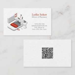 Carte de visite de pharmacie moderne avec code QR