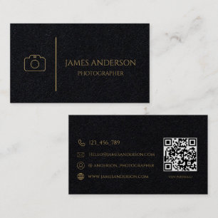Carte de visite de photographe noir et or de luxe