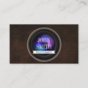 Carte de visite de photographie de code QR en cuir