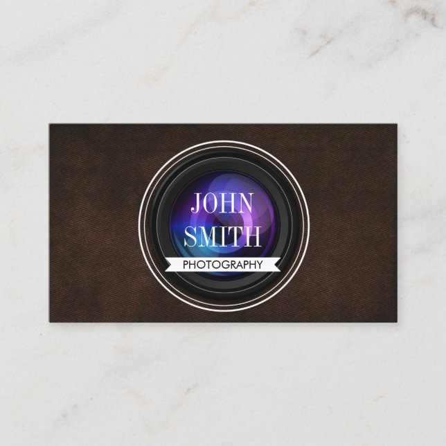 Carte de visite de photographie de code QR en cuir (Devant)