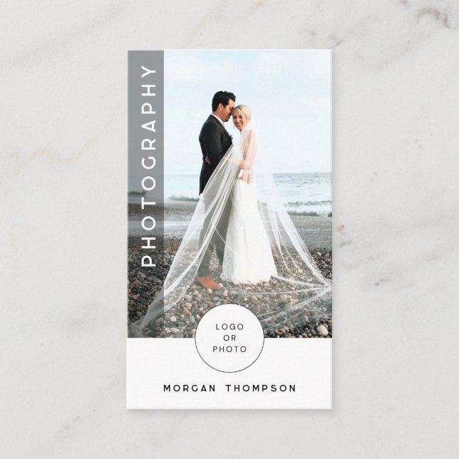 Carte de visite de photographie de code QR moderne (Devant)