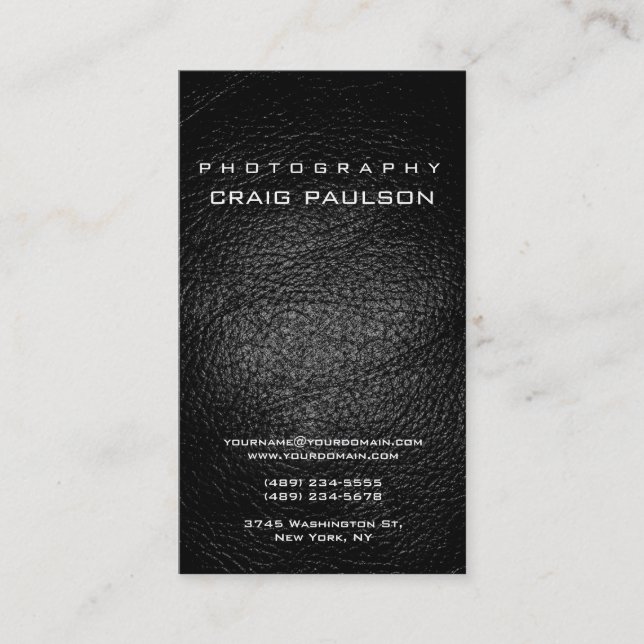 Carte de visite de photographie en cuir vertical (Devant)