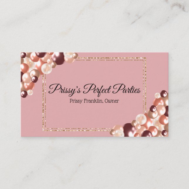 Carte de visite de planification rose Gold Party (Devant)