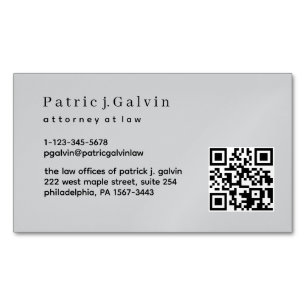 Carte de visite de procureur minimal avec code QR