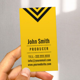 Carte de visite de producteur moderne noir et jaun