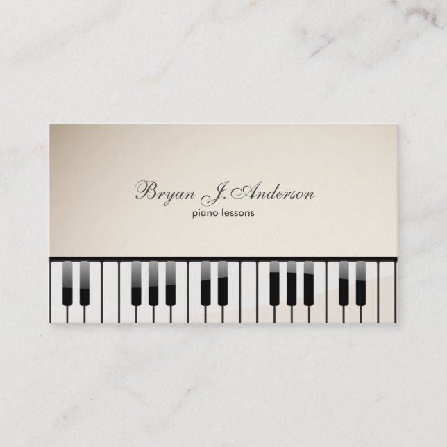 Carte de visite de professeur de musique de piano (Devant)