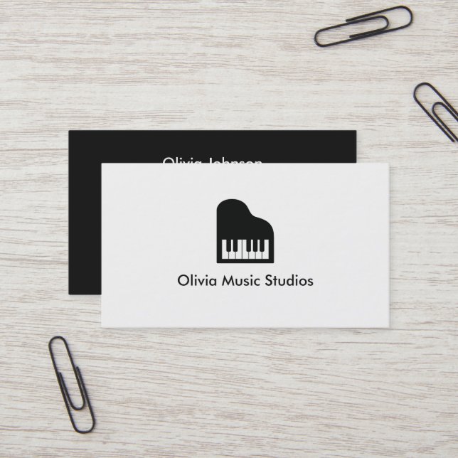 Carte de visite de professeur de musique d'icône (Devant/Arrière en situation)