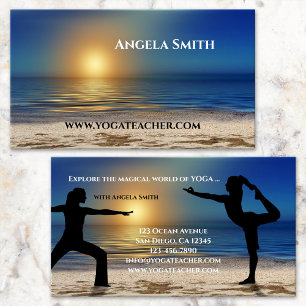 Carte de visite de professeur de yoga de Sunset Be