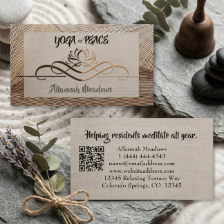 Carte de visite de professeur de yoga en lin bambo