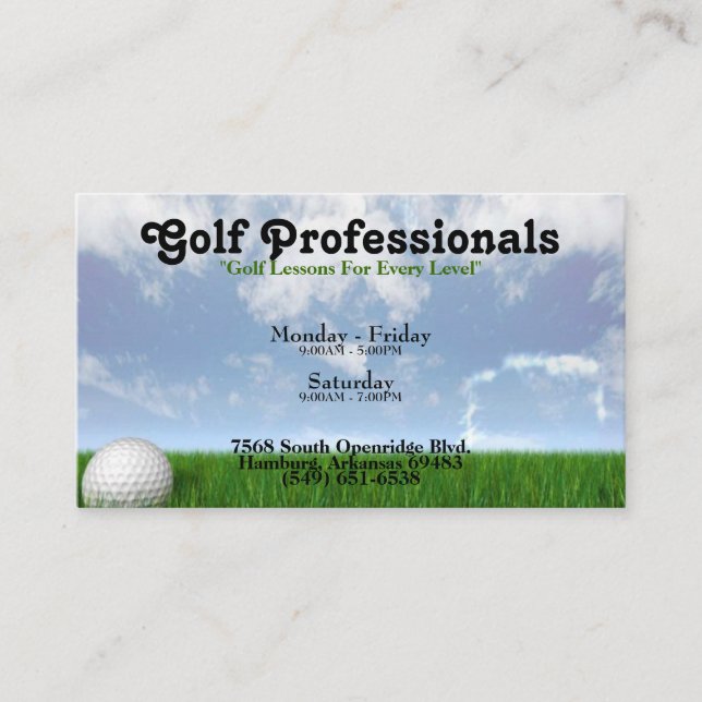 Carte de visite de professionnels de golf (Devant)