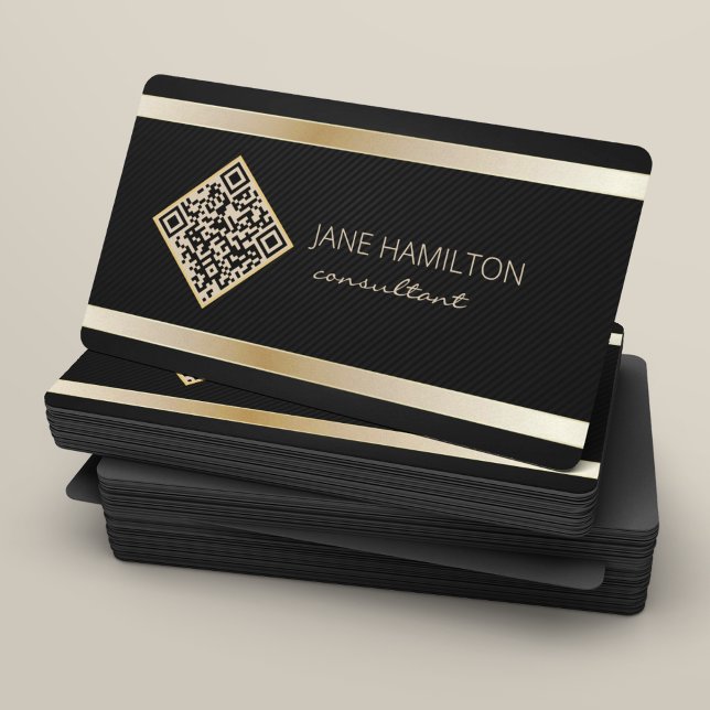 Carte de visite de profil QR Code Gold Modern (Créateur téléchargé)