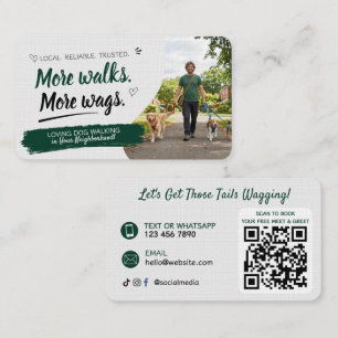 Carte de visite de promenade de chien avec code QR