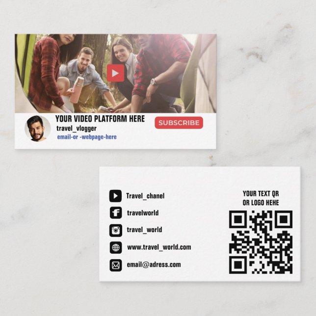 Carte de visite de promotion de canal vidéo (Devant / Derrière)