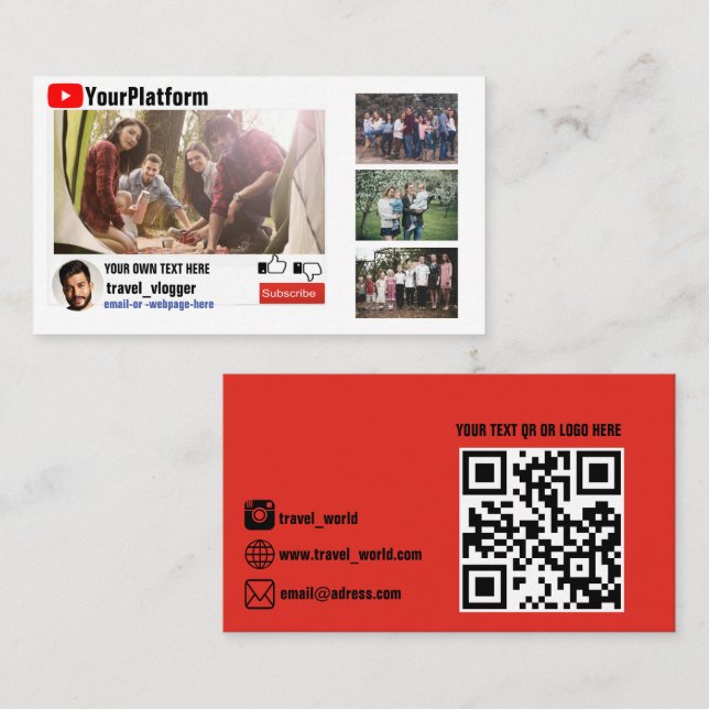 Carte de visite de promotion de canal Youtube (Devant / Derrière)