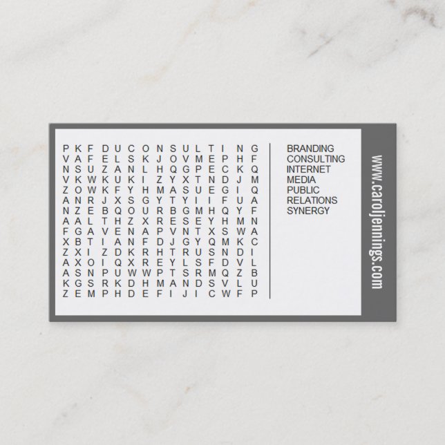 carte de visite de recherche de mots (contact avec (Devant)
