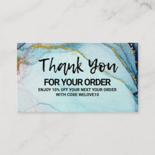 Carte de visite de remise sur l'or Blue Watercolor