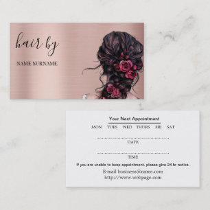Carte de visite de rendez-vous du salon de coiffur