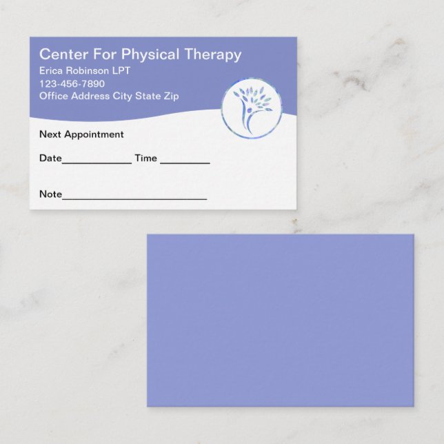 Carte de visite de rendez-vous en physiothérapie M (Devant / Derrière)