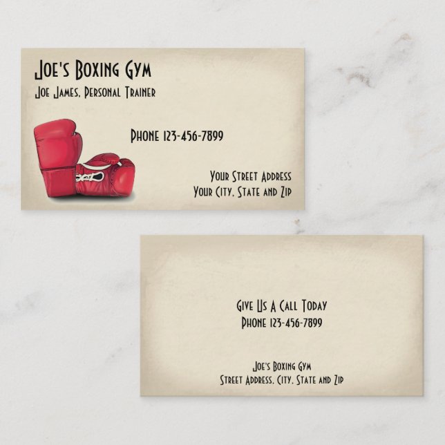 Carte de visite de salle de sport pour entraîneurs (Devant / Derrière)