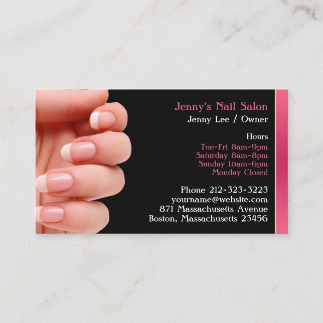 Carte de visite de salon à ongles avec rendez-vous (Devant)
