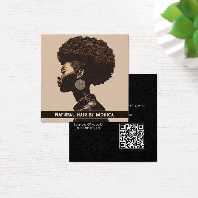 Carte de visite de salon de coiffure afro-américai (Bureau)
