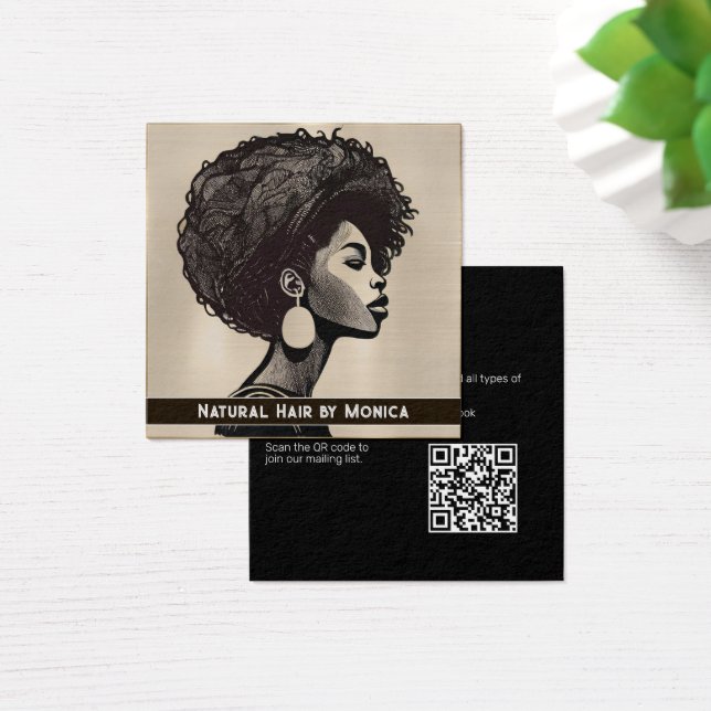 Carte de visite de salon de coiffure afro-américai (Bureau)