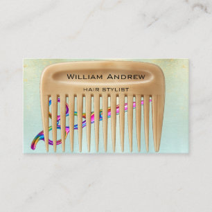 Carte de visite de salon de coiffure Gold Teal Hai