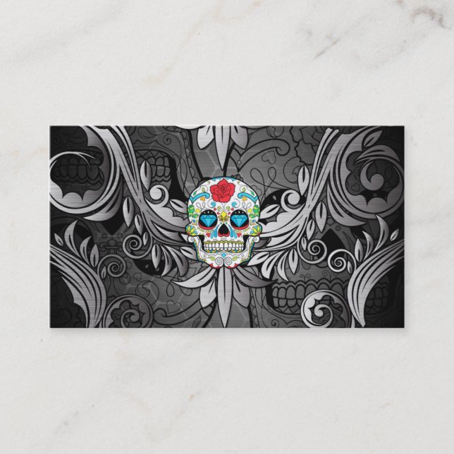 Carte de visite de salon de tatouage de crâne de (Devant)