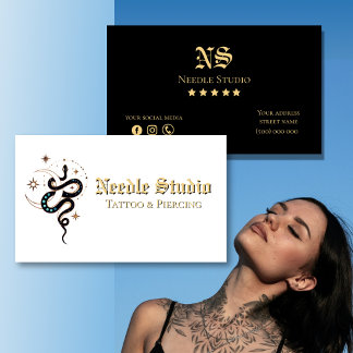 Carte de visite de salon de tatouage personnalisée