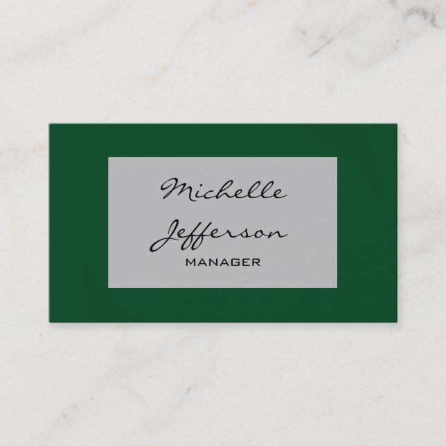 Carte de visite de script de Motif Gris Vert Forêt (Devant)
