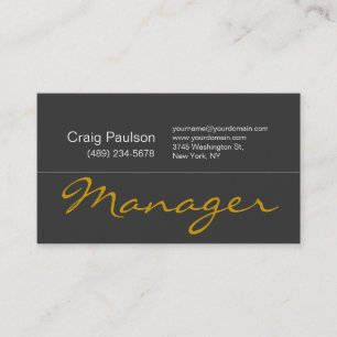 Carte de visite de script Jaune gris foncé contemp