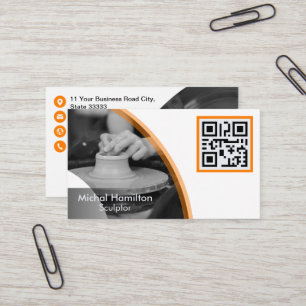 Carte de visite de sculpteur orange moderne