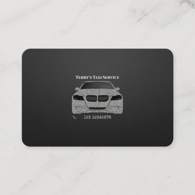 Carte de visite de service de taxi noir personnali (Devant)