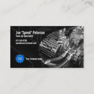 Carte de visite de service de voiture bleu moteur