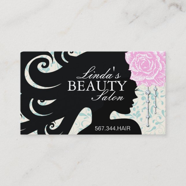 CARTE DE VISITE DE SILHOUETTE DE SALON DE COIFFURE (Devant)