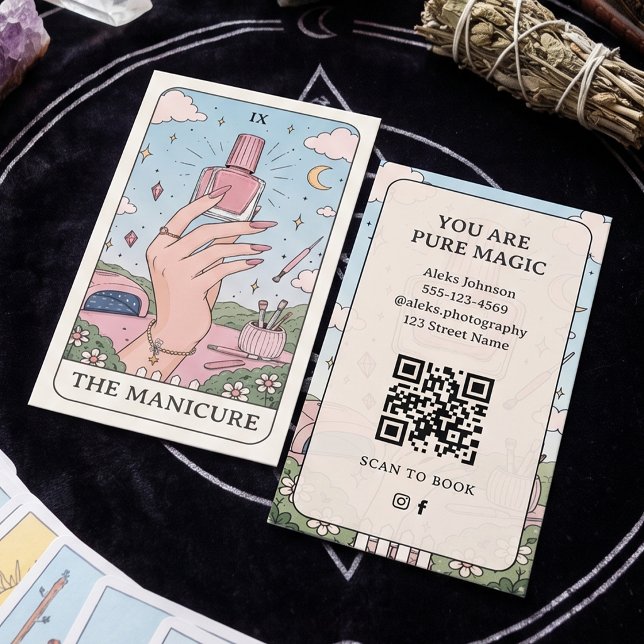 Carte de visite de Studio de Manucure Boho Tarot C (Créateur téléchargé)