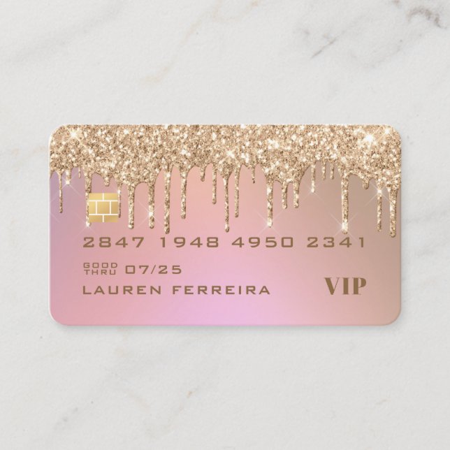 Carte de visite de style de carte de crédit rose G (Devant)