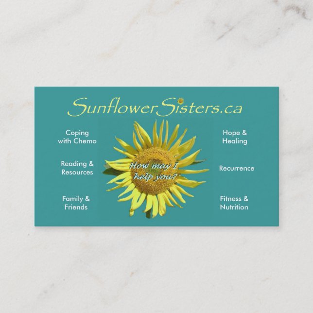 Carte de visite de SunflowerSisters.ca (Devant)