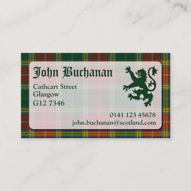 Carte de visite de tartan de Buchanan (Devant)