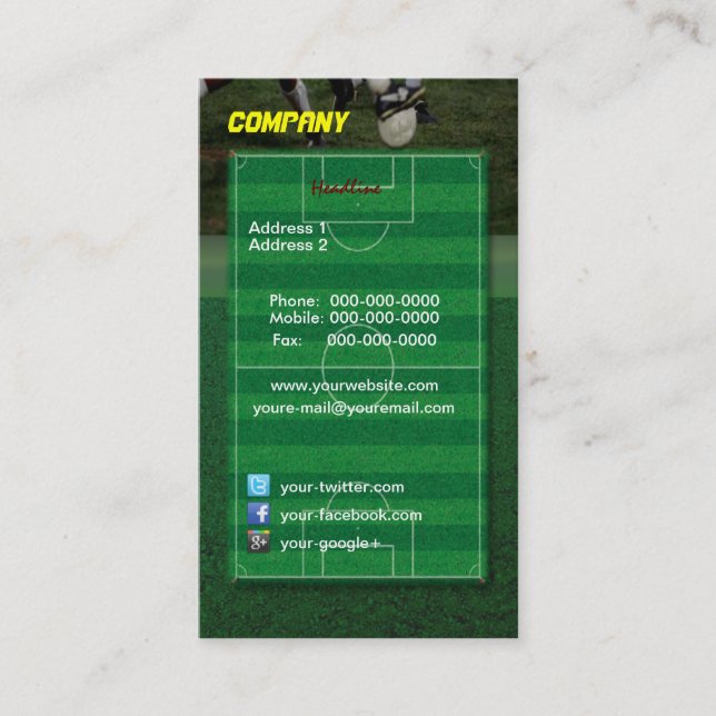 Carte de visite de terrain de football (Devant)