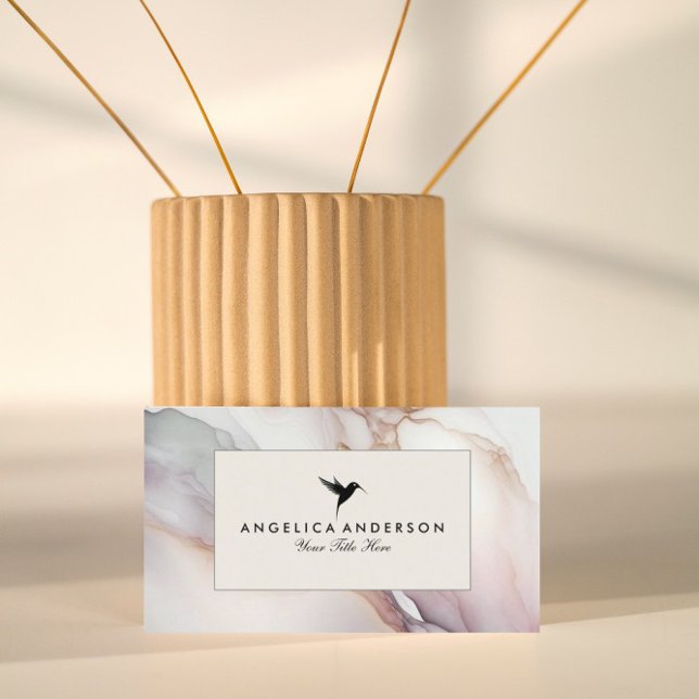 Carte de visite de texture en marbre noir Humming (Créateur téléchargé)