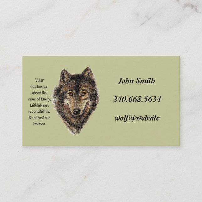 Carte de visite de totem Wolf personnel personnali (Devant)