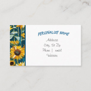 Carte de visite de tournesol, carte d'appel.