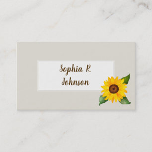 Carte de visite de tournesol jaune aquarelle