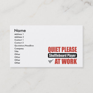 Carte De Visite De tranquillité joueur de Shuffleboard svp au