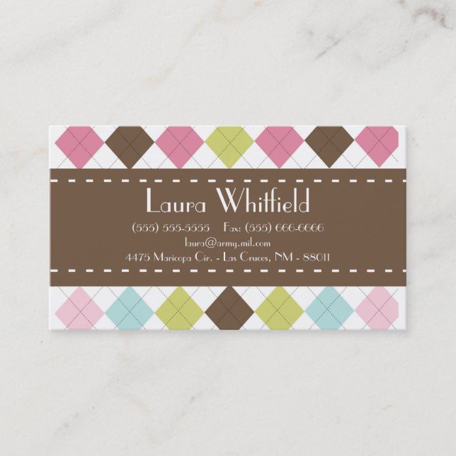 Carte de visite de transpirateur Jacquard Diamond (Devant)