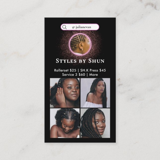 Carte de visite de tresse de texte plus grand (Devant)